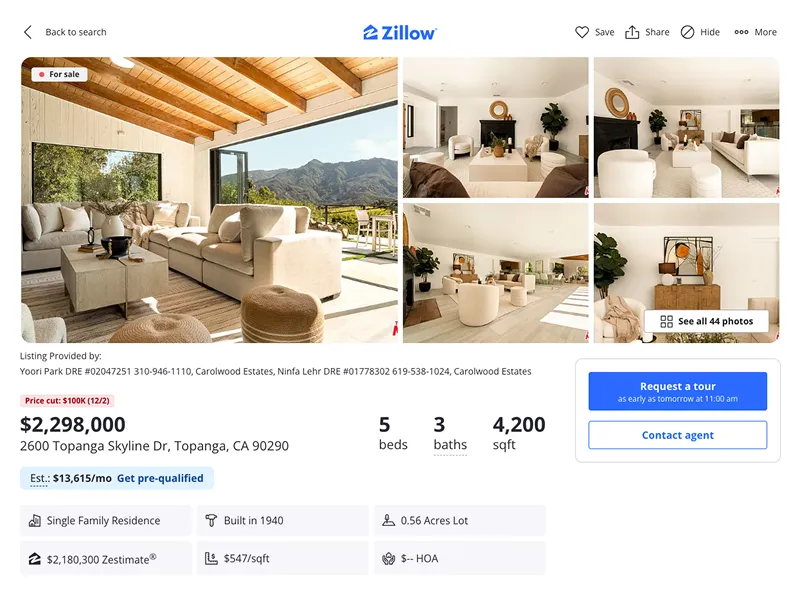 Raw Zillow listing data